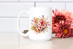 Vibrant Gold Foil Bouquet Cherry Blossom Clipart Product Image 2
