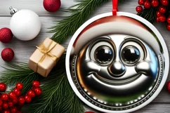 Shiny Christmas Christmass Tree Round Ornament Sublimation Product Image 2