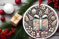 Round Christmas Ornament Sublimation|Clipart Product Image 1