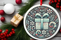 Round Christmas Ornament Sublimation|Clipart Product Image 1