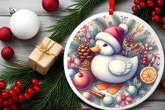 Round Christmas Ornament Sublimation|Clipart Product Image 1