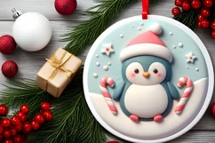 Round Christmas Ornament Sublimation|Clipart Product Image 1