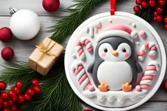Round Christmas Ornament Sublimation|Clipart Product Image 1