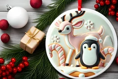 Round Christmas Ornament Sublimation|Clipart Product Image 1
