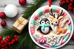 Round Christmas Ornament Sublimation|Clipart Product Image 1