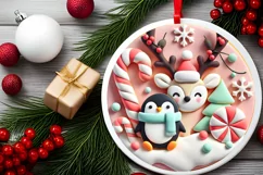 Round Christmas Ornament Sublimation|Clipart Product Image 1