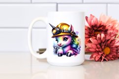 Colorful Baby Unicorn in Miner&#039;s Helmet, PNG Product Image 2