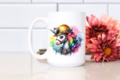 Colorful Baby Unicorn in Miner&#039;s Helmet, PNG Product Image 2