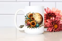 Vintage Half Moon with Sunflowers, PNG Product Image 2