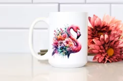 Artistic Flamingo Half Flowers| Sublimation | Clipart Product Image 2