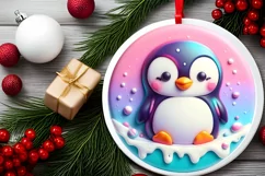 Pastel Marzipan Christmas Penguin Round PNG Product Image 2