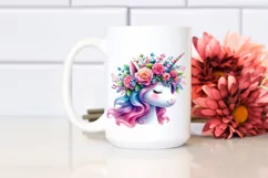 Unicorn with Floral Wreath PNG Product Image 2