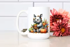Baby Rhino with Autumn Vegetables | Sublimation | Clipart Product Image 2