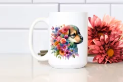 Abstract Puppy Watercolor Flowers| Sublimation | Clipart Product Image 2