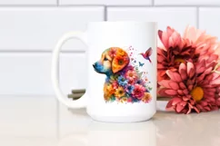 Abstract Puppy Watercolor Flowers| Sublimation | Clipart Product Image 2