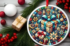 Round Christmas Ornament Sublimation|Clipart Product Image 1
