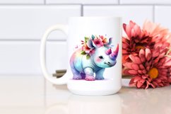 Cute Vibrant Rhino Watercolor Clipart Product Image 2