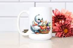 Quirky Baby Swan Carrying Autumn Vegetables Product Image 2