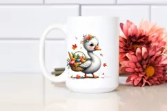 Quirky Baby Swan Carrying Autumn Vegetables Product Image 2
