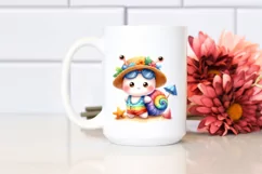 Cute Baby Snail Dressed for Summer Watercolor | Sublimation Product Image 2