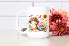 Cute Baby Snail Dressed for Summer Watercolor | Sublimation Product Image 2
