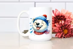 Vibrant Watercolor Cute Polar Bear Tongue Out Wind Product Image 2