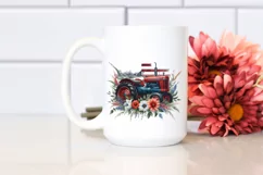 Floral Tractor with USA Flag | Sublimation Clipart Product Image 2