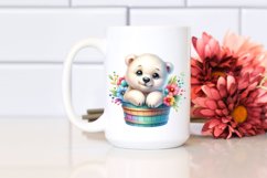 Colorful Baby Polar Bear in Wooden Bucket | Sublimation | Product Image 2