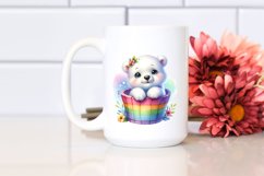 Colorful Baby Polar Bear in Wooden Bucket | Sublimation | Product Image 2