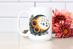 Vintage Moon with Hanging Stars, PNG Product Image 2