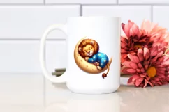 Baby Lion Sleeping on the Moon Fantasy Clipart Product Image 2