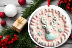 Round Christmas Ornament Sublimation|Clipart Product Image 2