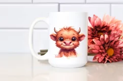Simple Funny Baby Highland Cow with Big Eyes, Transparent Product Image 2