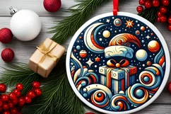 Round Christmas Ornament Sublimation|Clipart Product Image 2