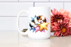 Baby Dog Napping Star Colorful Watercolor Product Image 2