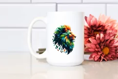 Vibrant Lion with Plant Leaves PNG Product Image 2