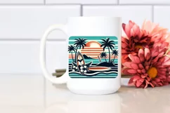 Tropical Beach Surf Retro Clipart| Sublimation | Clipart Product Image 2