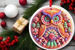 Round Christmas Ornament Sublimation|Clipart Product Image 1