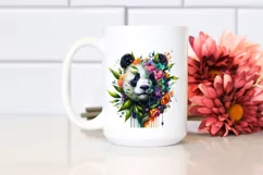 Vibrant Panda with Flowers PNG Product Image 2