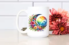 Colorful Half Moon with Flowers, PNG Product Image 2