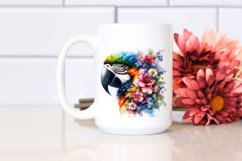 Artistic Vibrant Macaw with Flowers | Sublimation | Clipart Product Image 2
