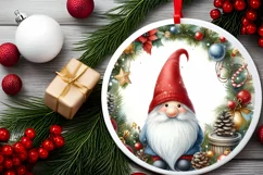 Gnome Christmas Watercolor Round PNG Product Image 2