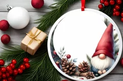 Gnome Christmas Watercolor Round PNG Product Image 2