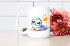 Sunbathing Cute Baby Seal | Watercolor Product Image 2