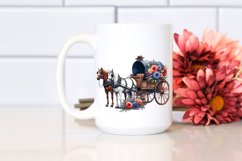 Floral Horse Wagon with USA Flag | Sublimation Clipart Product Image 2