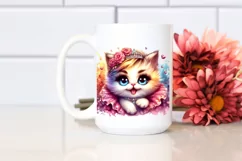 Cute Kitten Diva Watercolor Sublimation Clipart Product Image 2