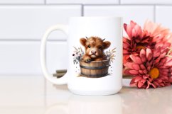 Cute Baby Highland Cow Wood Bucket PNG Product Image 2