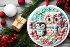 Round Christmas Ornament Sublimation|Clipart Product Image 1