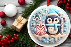 Round Christmas Ornament Sublimation|Clipart Product Image 1