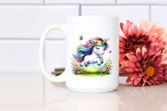 Colorful Baby Unicorn in Meadow, PNG Product Image 2